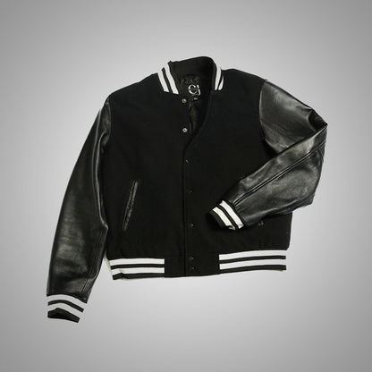 Varsity Jacket With Leather Sleeves