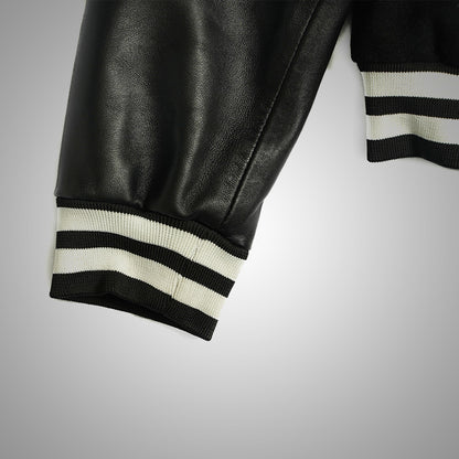 Varsity Jacket With Leather Sleeves