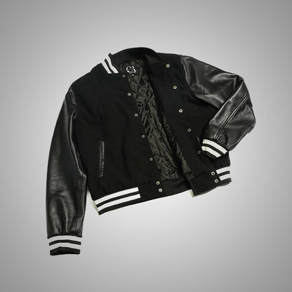 Varsity Jacket With Leather Sleeves