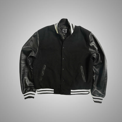 Varsity Jacket With Leather Sleeves