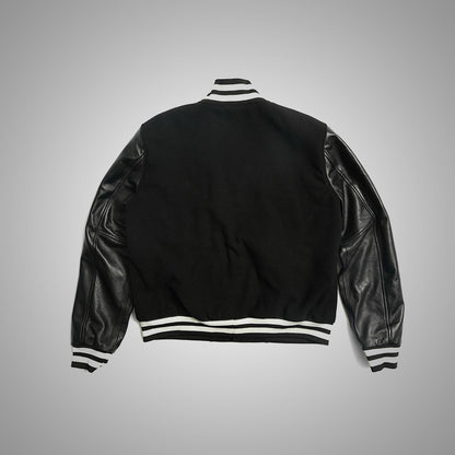 Varsity Jacket With Leather Sleeves