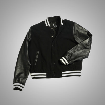 Varsity Jacket With Leather Sleeves