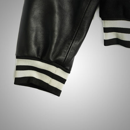 Varsity Jacket With Leather Sleeves