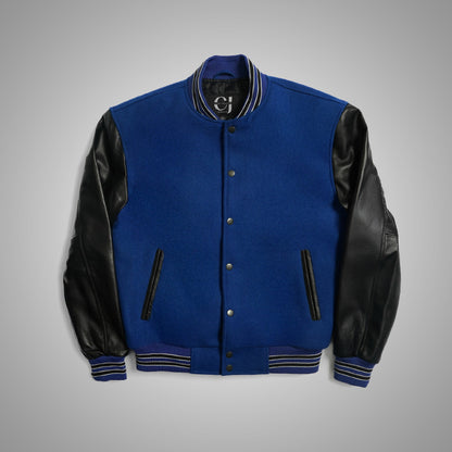 Varsity Jacket With Leather Sleeves
