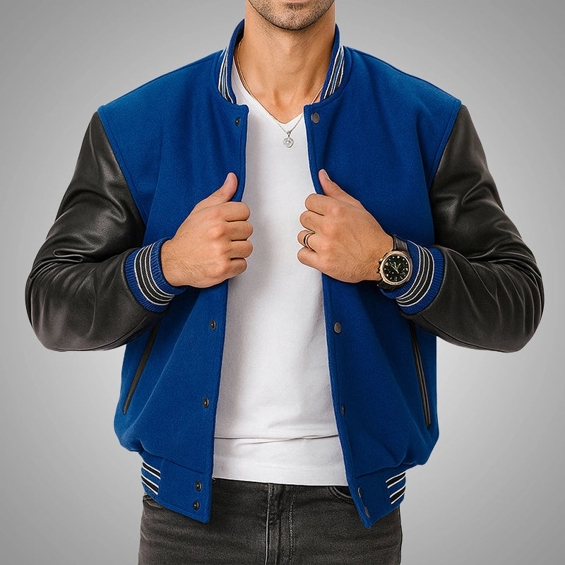 HeritageFlex Varsity Jacket - Deep Ocean Blue