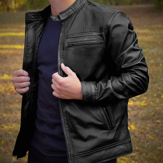 Vintage Black Roadster Jacket by Cuir Jackets USA