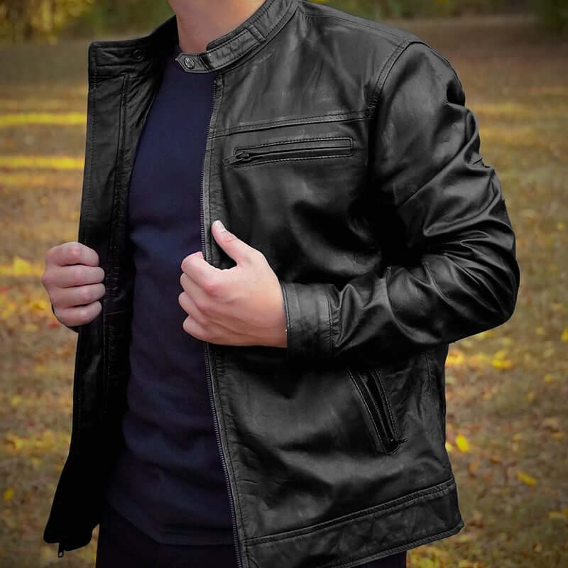 Vintage Black Roadster Jacket by Cuir Jackets USA