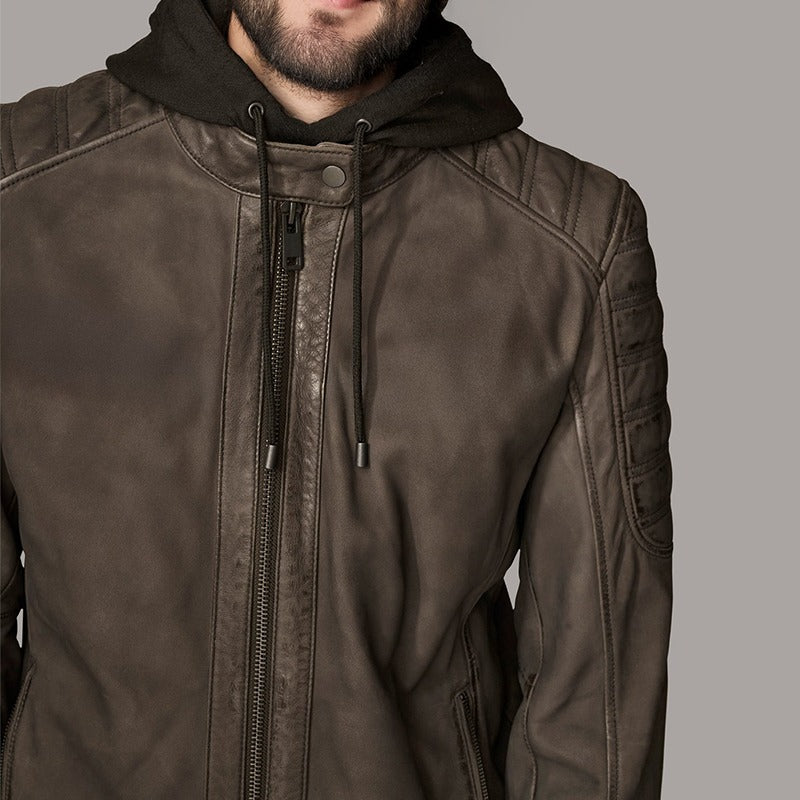 Stormline Luxe Hooded Scuba Leather Jacket