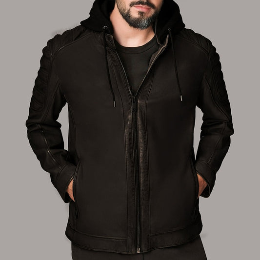 Stormline Luxe Hooded Scuba Leather Jacket