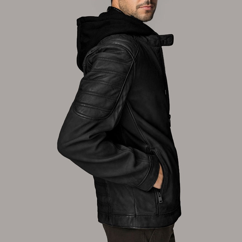 Stormline Luxe Hooded Scuba Leather Jacket