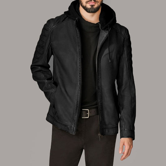 Stormline Luxe Hooded Scuba Leather Jacket