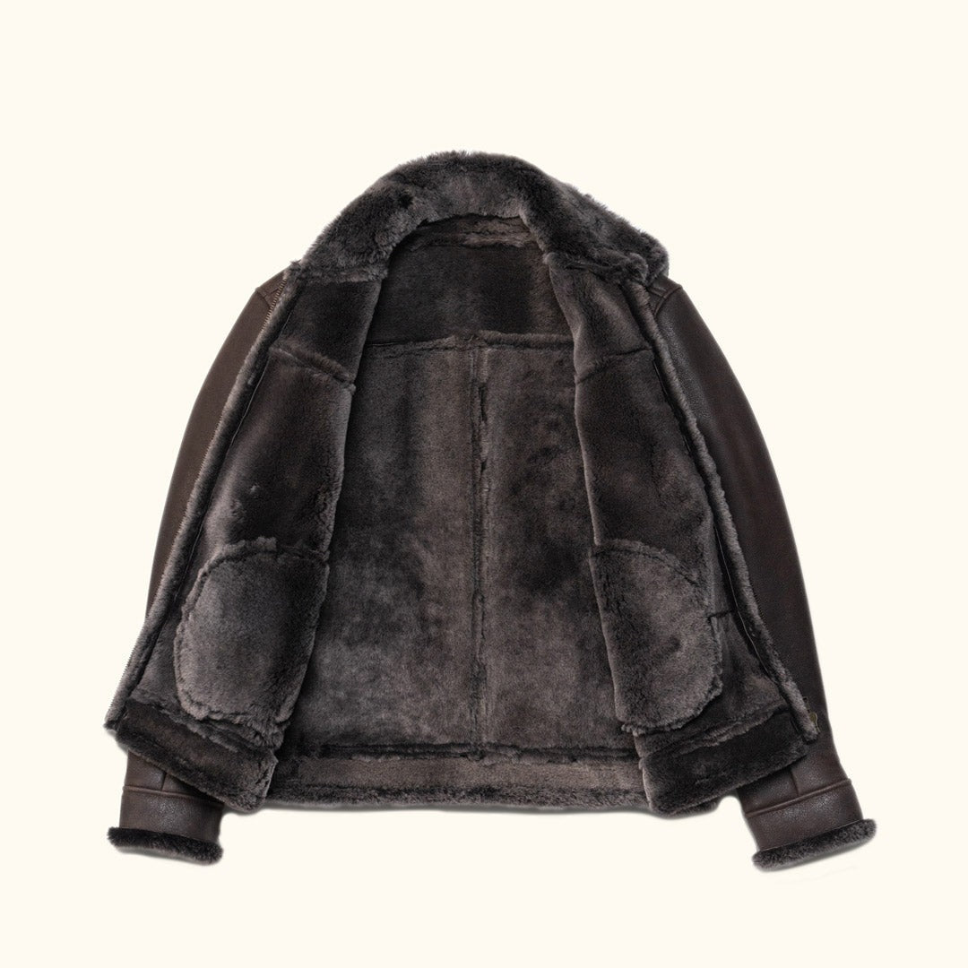 Heritage Shearling Leather Bomber – Turkish Merino Luxe - Espresso Brown