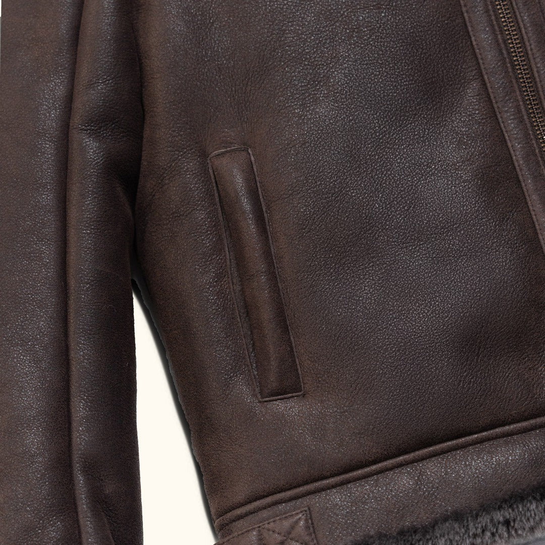 Heritage Shearling Leather Bomber – Turkish Merino Luxe - Espresso Brown