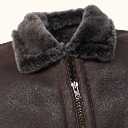Heritage Shearling Leather Bomber – Turkish Merino Luxe - Espresso Brown