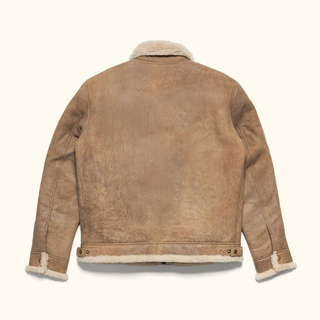 Heritage Shearling Leather Bomber – Turkish Merino Luxe - Honey Beige