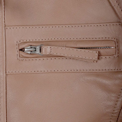 Mocha Luxe Women’s Racer Leather Jacket
