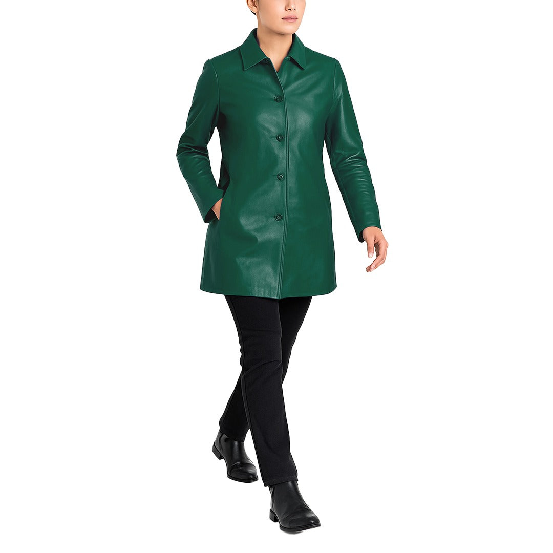 Elysian Women’s Real Leather Coat - Black