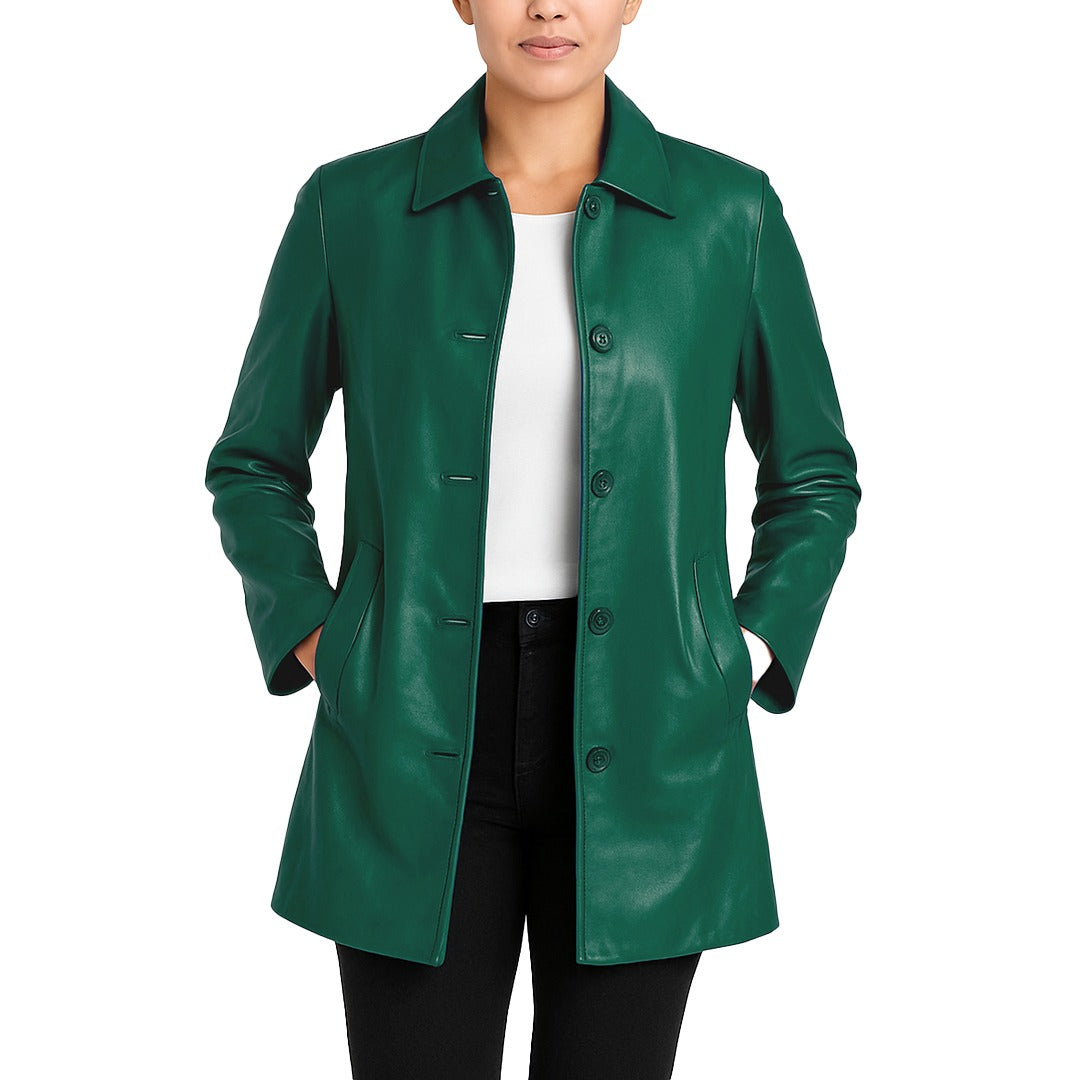 Elysian Women’s Real Leather Coat - Black