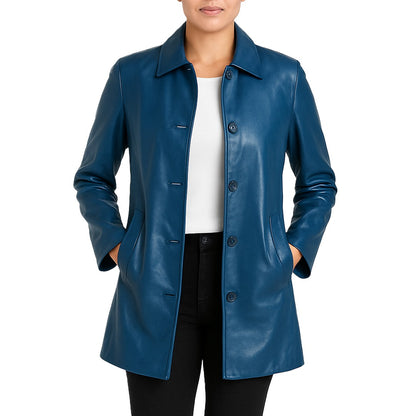 Elysian Women’s Real Leather Coat - Black