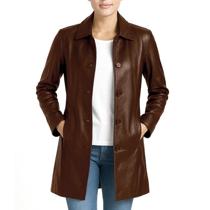 Elysian Women’s Real Leather Coat - Black