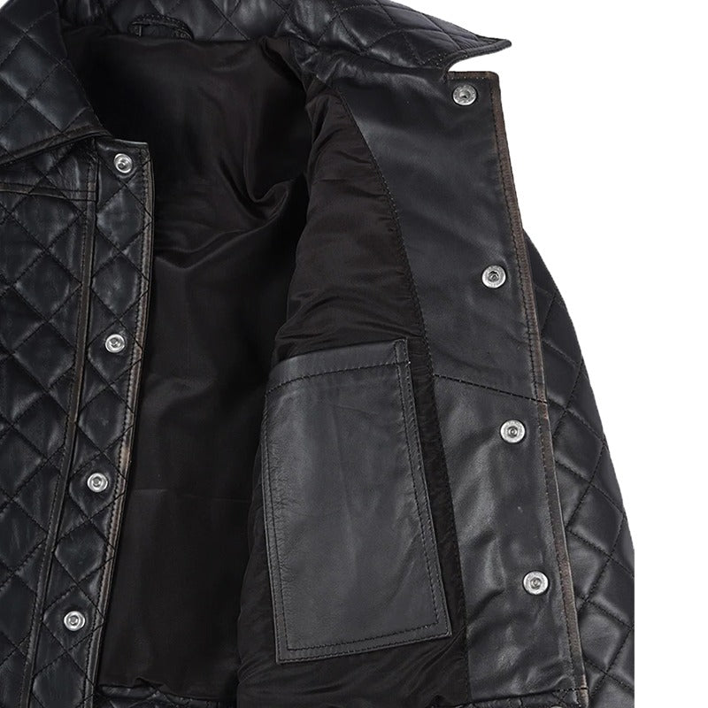 Women's Beige Cropped Quilted Leather Jacket