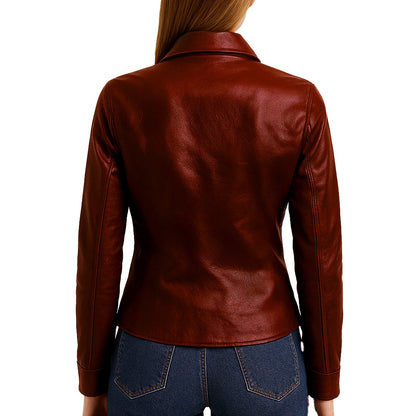 Women’s Black Lambskin Leather Shirt