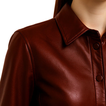 Women’s Black Lambskin Leather Shirt