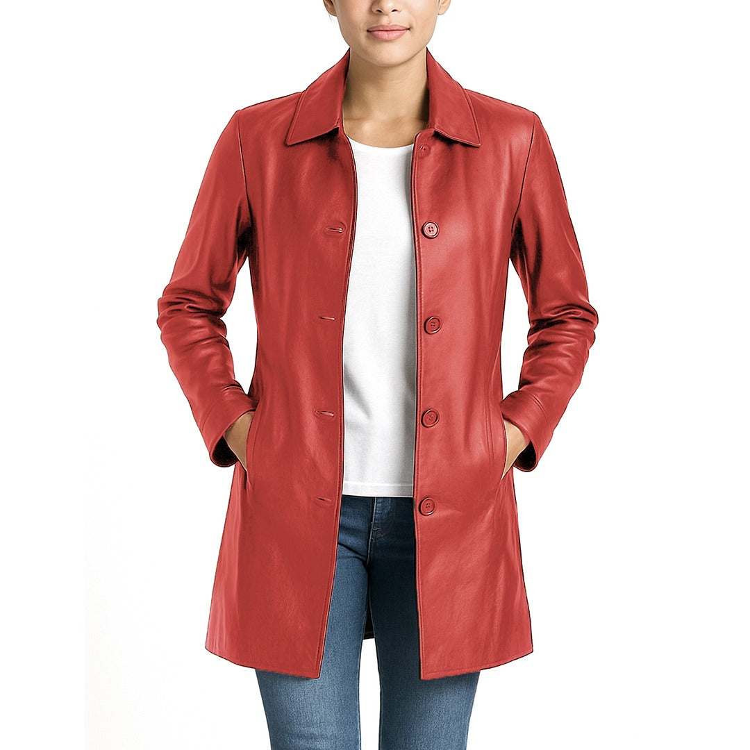 Elysian Women’s Real Leather Coat - Black
