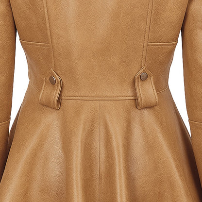 Aurora Women’s Beige Peplum Leather Jacket