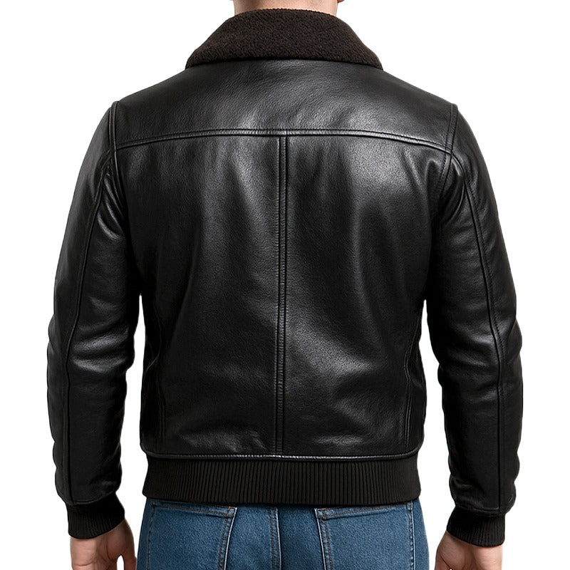 Altitude Luxe™ Fur-Lined Lambskin Flight Jacket - Black