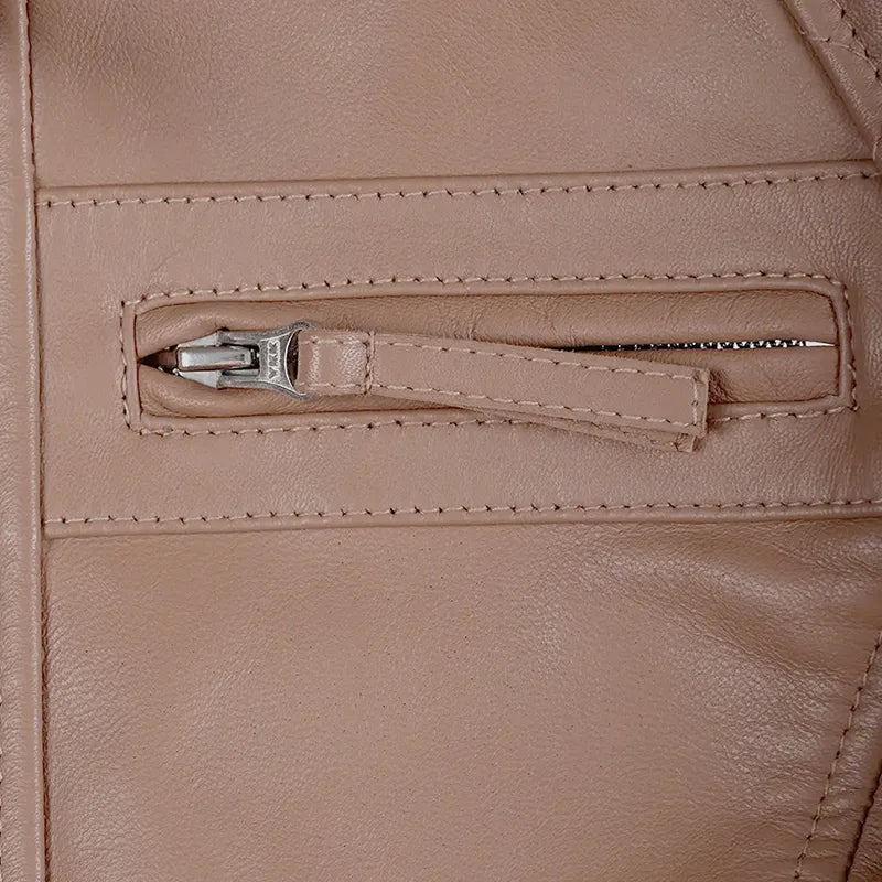 Mocha Luxe Women’s Racer Leather Jacket