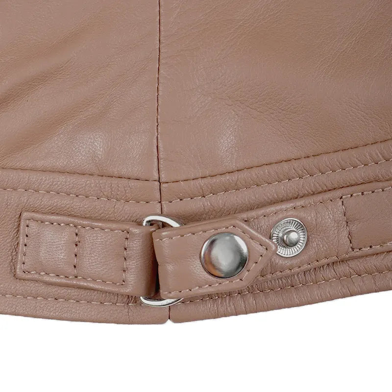 Mocha Luxe Women’s Racer Leather Jacket