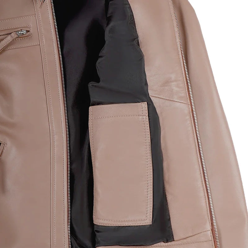 Mocha Luxe Women’s Racer Leather Jacket