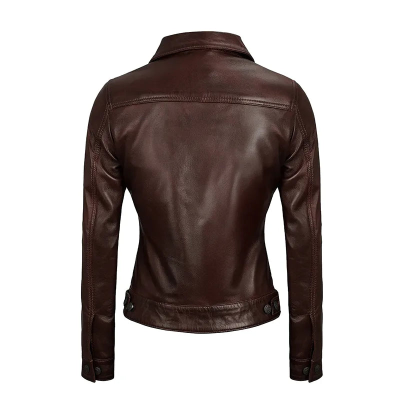 Royal Edge – Women’s Rustic Cocoa Wax Trucker Leather Jacket