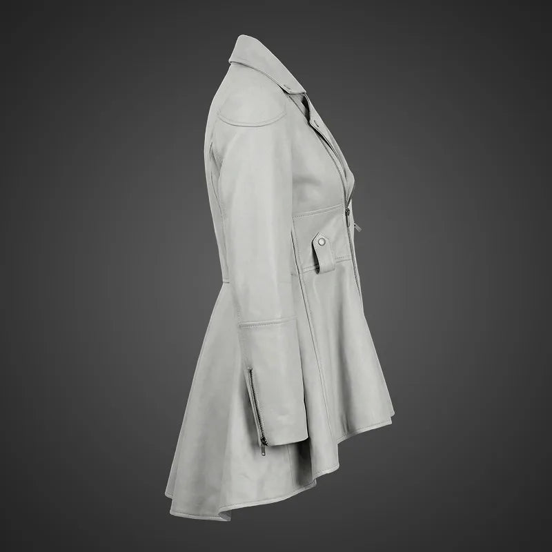 Aurora Women’s White Peplum Leather Jacket