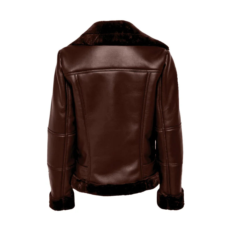 Women’s Burnt Mahogany Shearling Leather Jacket