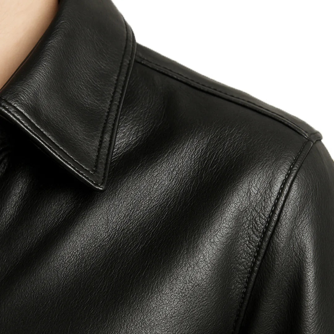 Women’s Black Lambskin Leather Shirt