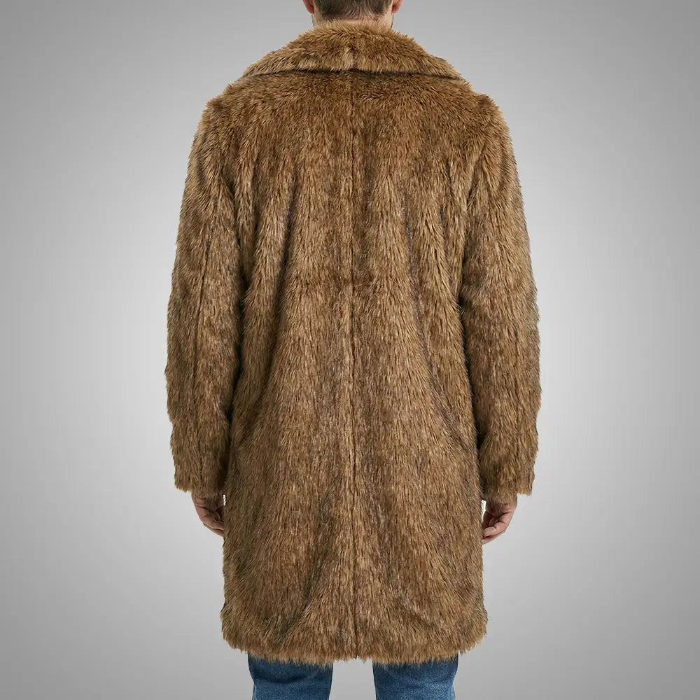 Long Faux Fur Jacket for Men – Luxury Thickened Winter Coat